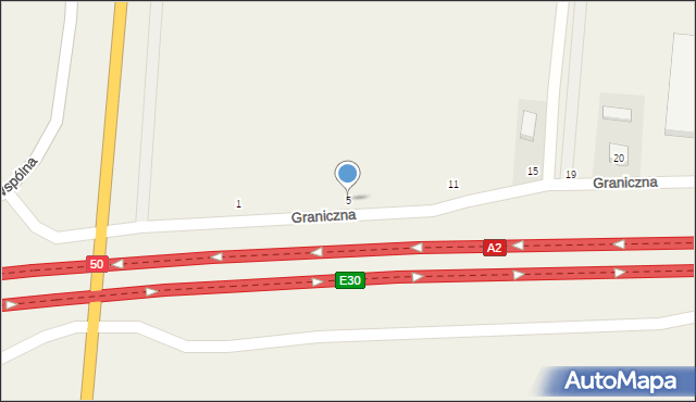 Brzóze, Graniczna, 5, mapa Brzóze