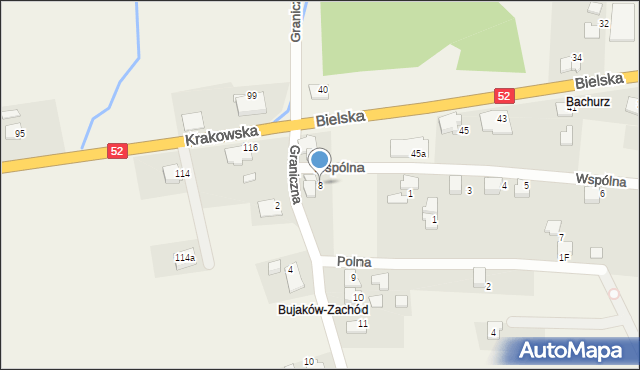 Bujaków, Graniczna, 8, mapa Bujaków