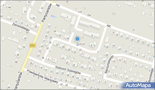 Bychawa, Grota-Roweckiego Stefana, gen., 12, mapa Bychawa