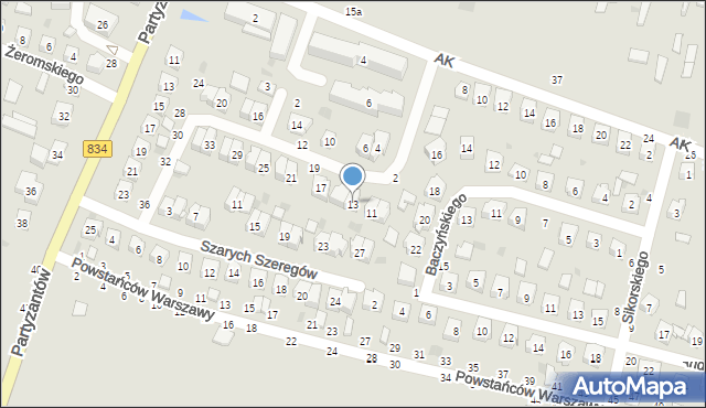 Bychawa, Grota-Roweckiego Stefana, gen., 13, mapa Bychawa