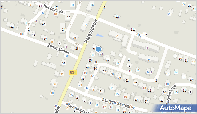 Bychawa, Grota-Roweckiego Stefana, gen., 26, mapa Bychawa