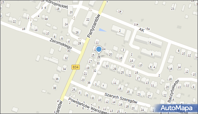 Bychawa, Grota-Roweckiego Stefana, gen., 28, mapa Bychawa