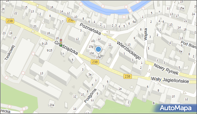 Bydgoszcz, Grudziądzka, 10a, mapa Bydgoszczy