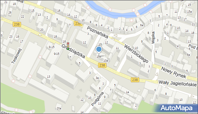 Bydgoszcz, Grudziądzka, 10d, mapa Bydgoszczy