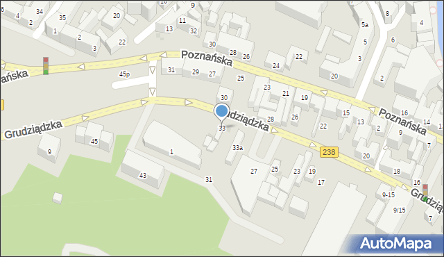 Bydgoszcz, Grudziądzka, 33, mapa Bydgoszczy