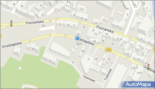 Bydgoszcz, Grudziądzka, 33, mapa Bydgoszczy