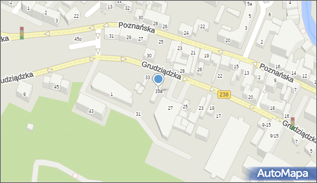 Bydgoszcz, Grudziądzka, 33a, mapa Bydgoszczy