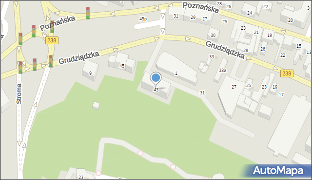 Bydgoszcz, Grudziądzka, 43, mapa Bydgoszczy