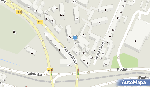 Bydgoszcz, Grunwaldzka, 8, mapa Bydgoszczy