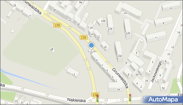 Bydgoszcz, Grunwaldzka, 11, mapa Bydgoszczy