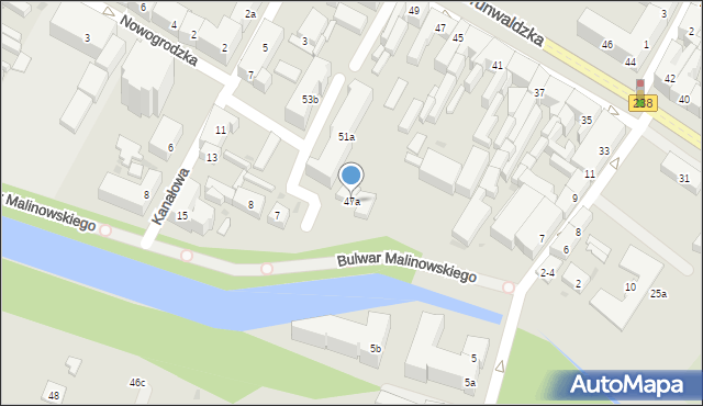 Bydgoszcz, Grunwaldzka, 47a, mapa Bydgoszczy