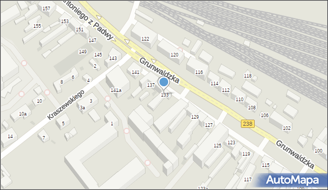 Bydgoszcz, Grunwaldzka, 133, mapa Bydgoszczy