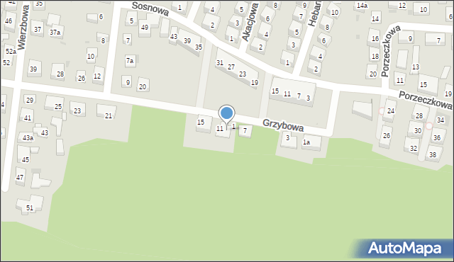 Bydgoszcz, Grzybowa, 9, mapa Bydgoszczy