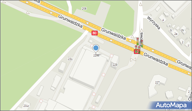 Bydgoszcz, Grunwaldzka, 229b, mapa Bydgoszczy