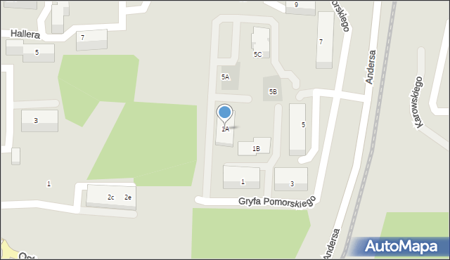 Bydgoszcz, Gryfa Pomorskiego, 1A, mapa Bydgoszczy