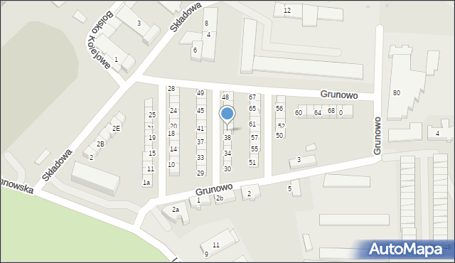 Chojnice, Grunowo, 40, mapa Chojnic