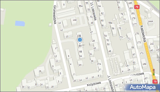 Chorzów, Grunwaldzka, 8A, mapa Chorzów