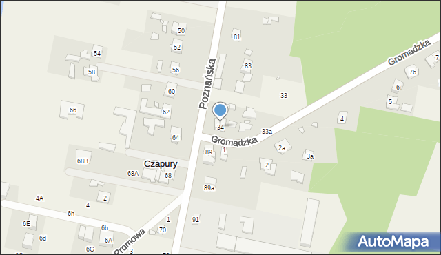 Czapury, Gromadzka, 34, mapa Czapury