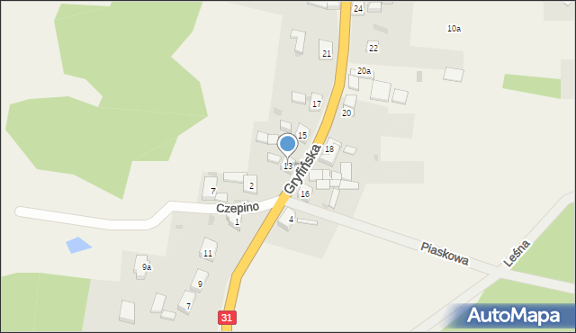 Czepino, Gryfińska, 13, mapa Czepino