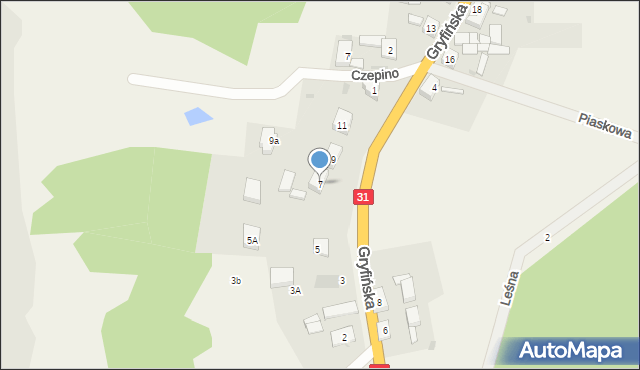 Czepino, Gryfińska, 7, mapa Czepino