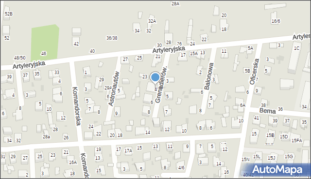 Częstochowa, Grenadierów, 4, mapa Częstochowy