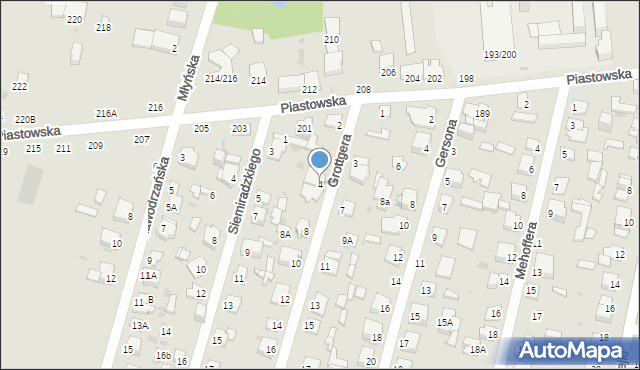 Częstochowa, Grottgera Artura, 4, mapa Częstochowy