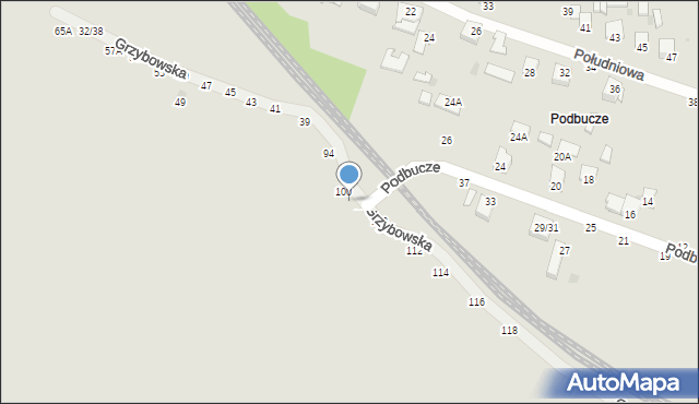 Częstochowa, Grzybowska, 100A, mapa Częstochowy