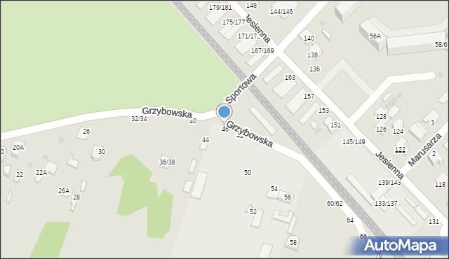 Częstochowa, Grzybowska, 46, mapa Częstochowy