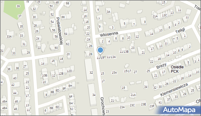 Częstochowa, Grochowskiego, 11/13, mapa Częstochowy