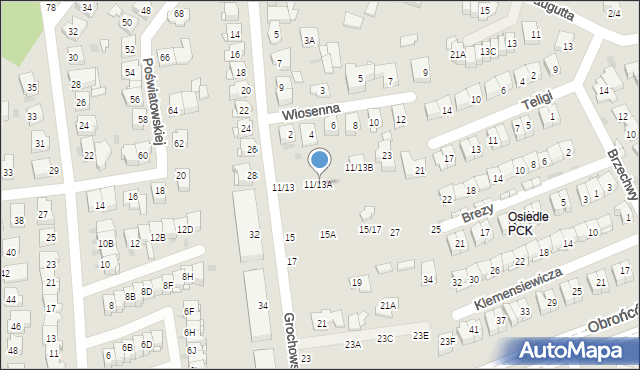 Częstochowa, Grochowskiego, 11/13A, mapa Częstochowy