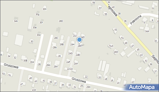 Częstochowa, Gruszowa, 24C, mapa Częstochowy