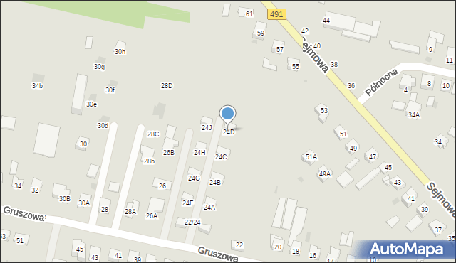 Częstochowa, Gruszowa, 24D, mapa Częstochowy