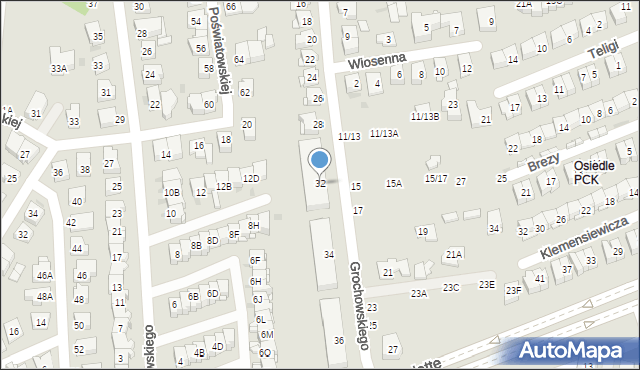 Częstochowa, Grochowskiego, 32, mapa Częstochowy