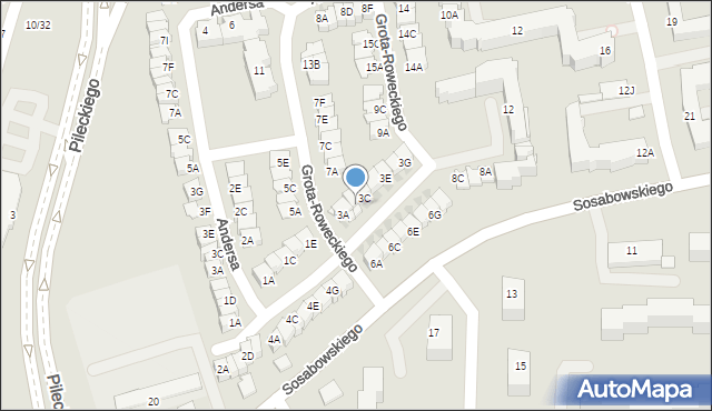 Częstochowa, Grota-Roweckiego Stefana, gen., 3B, mapa Częstochowy