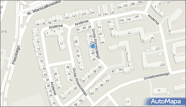 Częstochowa, Grota-Roweckiego Stefana, gen., 9C, mapa Częstochowy