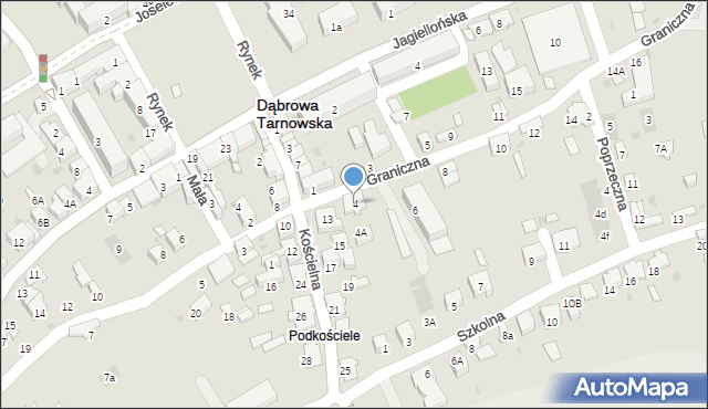 Dąbrowa Tarnowska, Graniczna, 4, mapa Dąbrowa Tarnowska