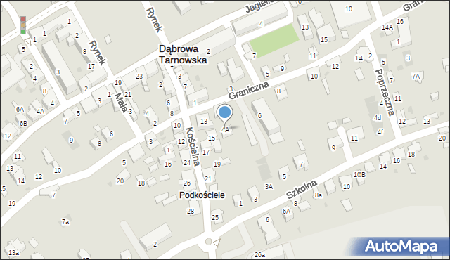 Dąbrowa Tarnowska, Graniczna, 4A, mapa Dąbrowa Tarnowska