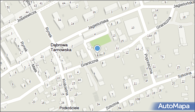 Dąbrowa Tarnowska, Graniczna, 5, mapa Dąbrowa Tarnowska