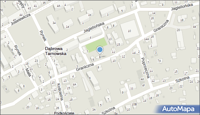 Dąbrowa Tarnowska, Graniczna, 9, mapa Dąbrowa Tarnowska