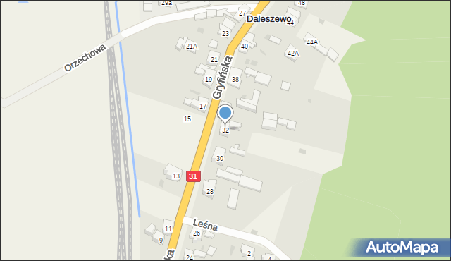 Daleszewo, Gryfińska, 32, mapa Daleszewo