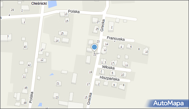 Dobroszów Oleśnicki, Grecka, 21, mapa Dobroszów Oleśnicki