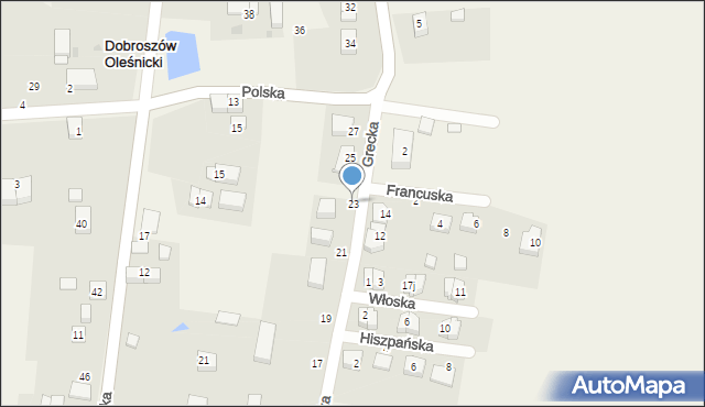 Dobroszów Oleśnicki, Grecka, 23, mapa Dobroszów Oleśnicki