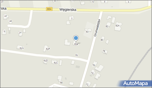 Dynów, Grunwaldzka, 61a, mapa Dynów