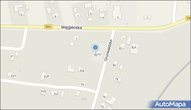 Dynów, Grunwaldzka, 63, mapa Dynów