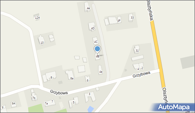 Dywity, Grzybowa, 4B, mapa Dywity