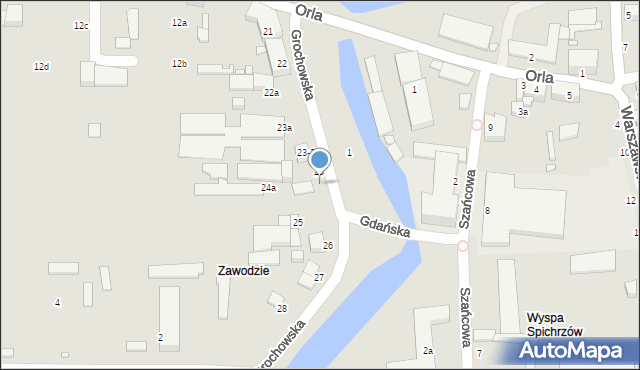 Elbląg, Grochowska, 24, mapa Elbląga