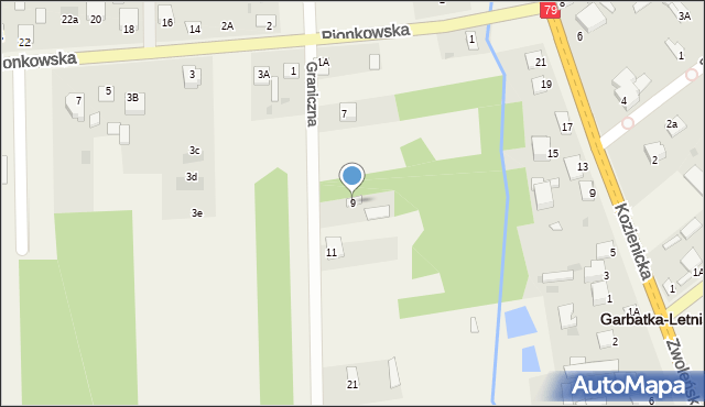 Garbatka-Letnisko, Graniczna, 9, mapa Garbatka-Letnisko