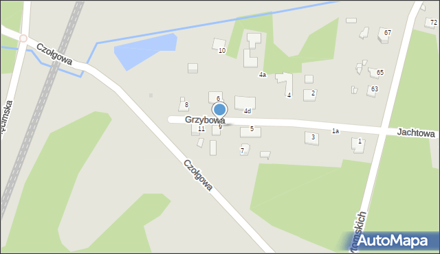 Gliwice, Grzybowa, 9, mapa Gliwic