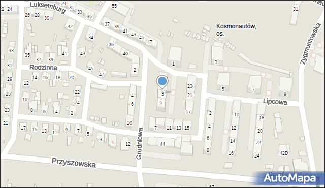 Gliwice, Grudniowa, 3, mapa Gliwic