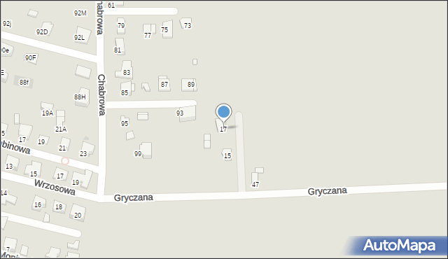 Gliwice, Gryczana, 17, mapa Gliwic